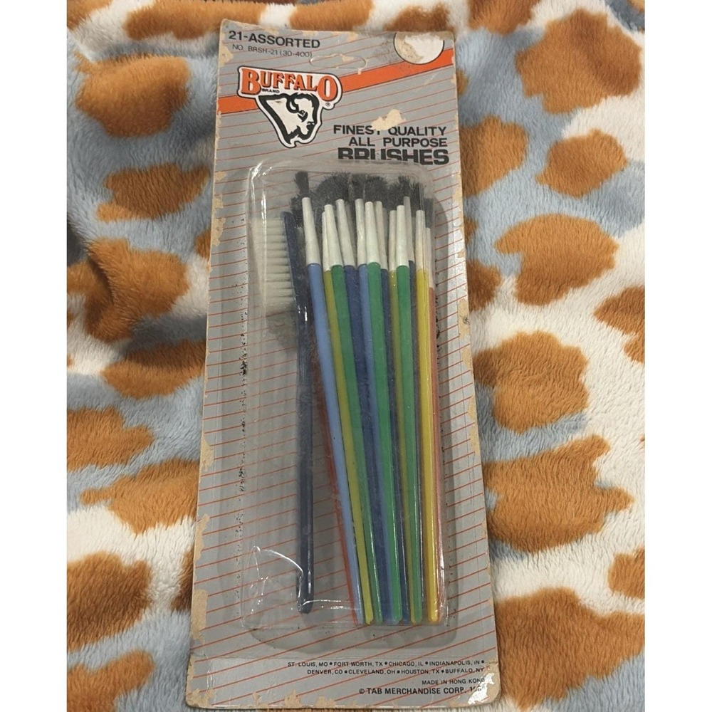 New Sealed Buffalo Brand All Purpose Brushes (paint Art Craft) 1984 21 Assorted